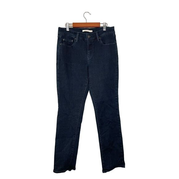 Levis 505 Womens Jeans 28 Blue Denim Straight Leg Stretch Dark‎ Wash - Picture 1 of 7